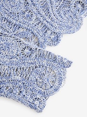 Blue Marl Long Sleeve Boho Crochet Cropped Top - Image 7 of 7