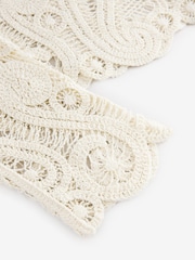 Ecru Cream Long Sleeve Boho Crochet Cropped Top - Image 8 of 8