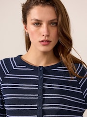 Navy/Purple Stripe Long Sleeve Knitted Henley Top - Image 5 of 8