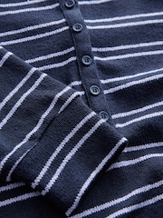 Navy/Purple Stripe Long Sleeve Knitted Henley Top - Image 7 of 8