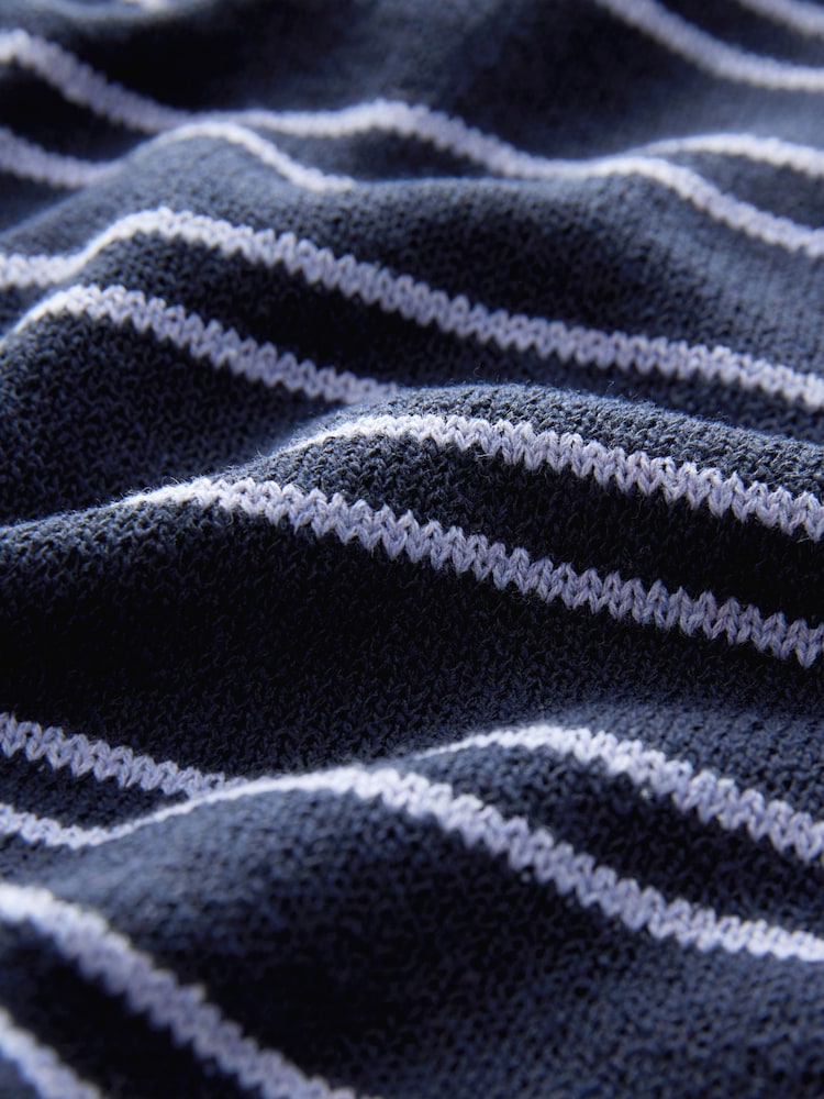 Navy/Purple Stripe Long Sleeve Knitted Henley Top - Image 8 of 8