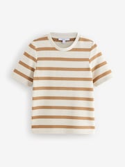 Rust/Ecru Short Sleeve Crew Neck Knitted T-Shirt - Image 6 of 8