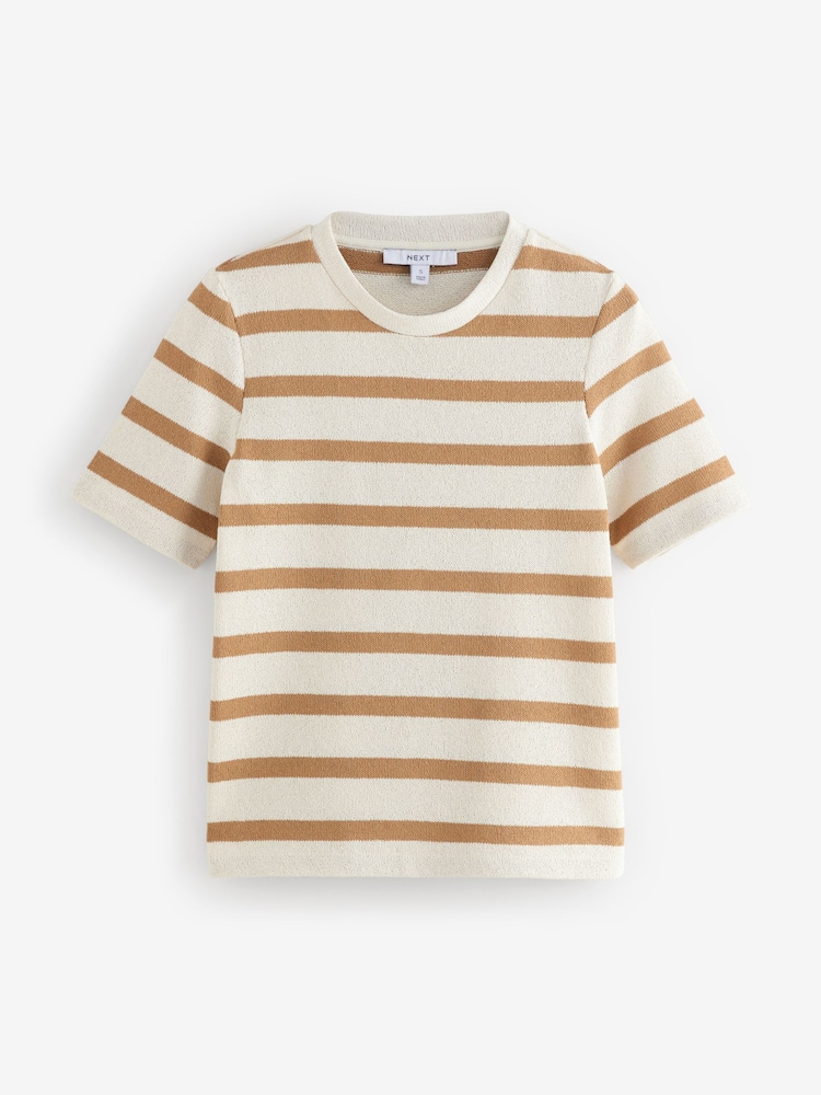 Rust/Ecru Short Sleeve Crew Neck Knitted T-Shirt - Image 6 of 8