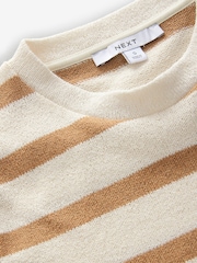 Rust/Ecru Short Sleeve Crew Neck Knitted T-Shirt - Image 7 of 8