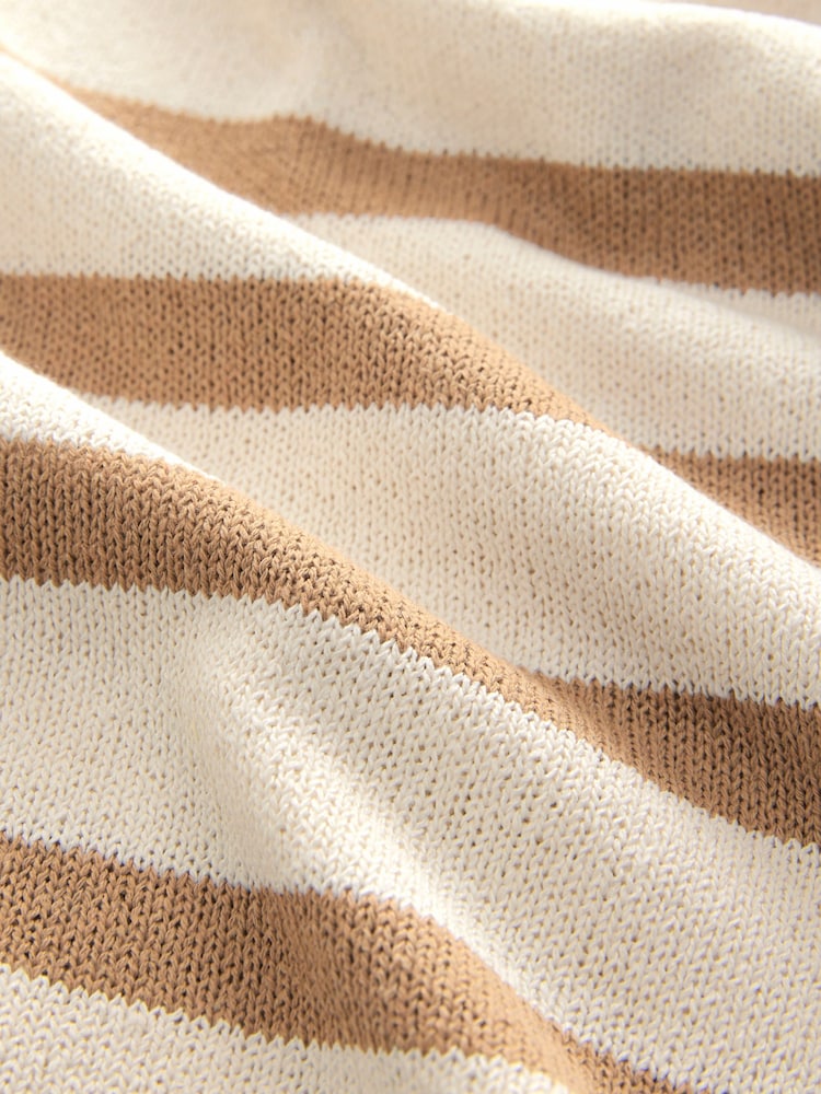 Rust/Ecru Short Sleeve Crew Neck Knitted T-Shirt - Image 8 of 8
