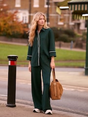 Green Crepe Three Quarter Sleeve Shirt - Image 2 of 6