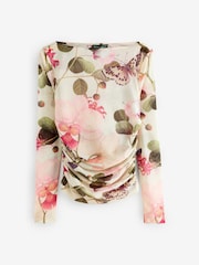 Bloemenprint in ecru/groen - Kew Collection - Image 5 of 7