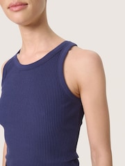 Soaked in Luxury Slim Fit Blue Simone Rib Jersey Tank Top - Image 4 of 6