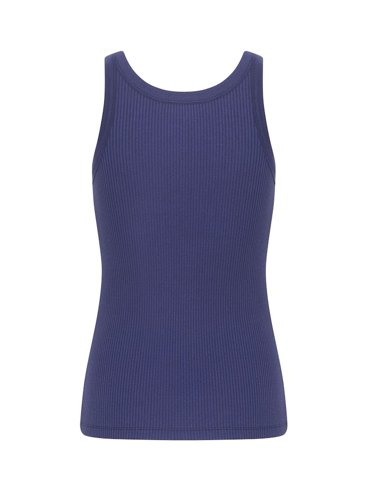 Soaked in Luxury Slim Fit Blue Simone Rib Jersey Tank Top - Image 6 of 6