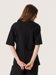 Soaked in Luxury Coreen Short Sleeve Flare Hem Black 100% Cotton T-Shirt - Image 2 of 4