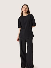 Soaked in Luxury Coreen Short Sleeve Flare Hem Black 100% Cotton T-Shirt - Image 3 of 4