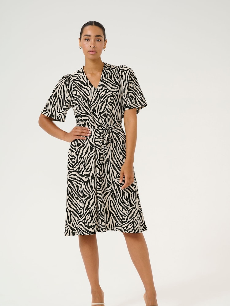 Kaffe KAelisa V-Neck Knee Length Jersey Black Dress - Image 1 of 5 Kaffe KAelisa V-Neck Knee Length Jersey Black Dress - Image 1 of 5