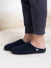 Totes Blue Mens Isotoner Swept Back Popcorn Mule Slippers - Image 1 of 5
