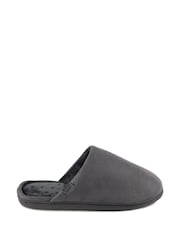 Totes Grey Mens Isotoner Square Patterned Smart Mule Slippers - Image 2 of 5