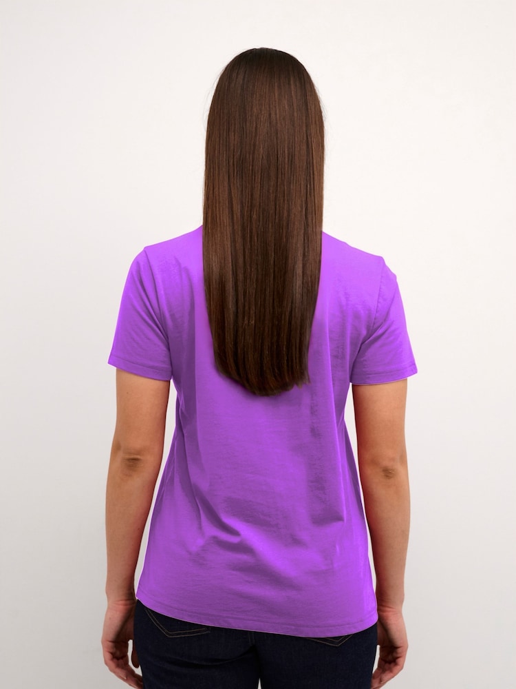 Kaffe Purple Marin Short Sleeve 100% Cotton T-Shirt - Image 2 of 6