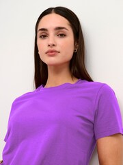 Kaffe Purple Marin Short Sleeve 100% Cotton T-Shirt - Image 3 of 6