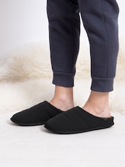 Totes Black Mens Isotoner Sport Quilted Mule Slippers - Image 1 of 5