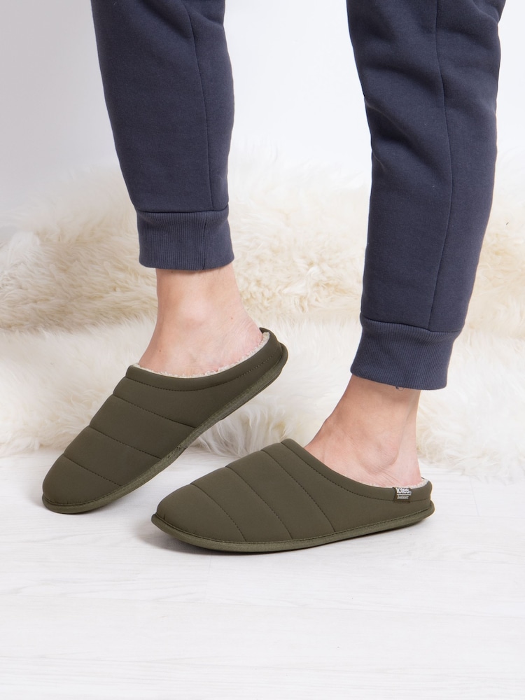 Totes Green Mens Isotoner Sport Quilted Mule Slippers - Image 1 of 5