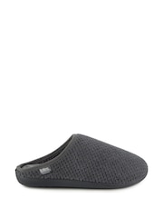 Totes Grey Mens Isotoner Swept Back Popcorn Mule Slippers - Image 2 of 5
