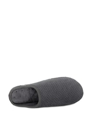 Totes Grey Mens Isotoner Swept Back Popcorn Mule Slippers - Image 3 of 5