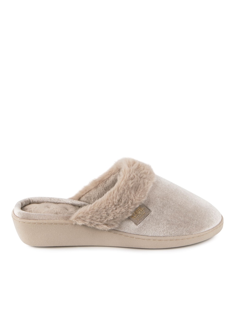 Totes Ladies Isotoner Sparkle Velour Mule Slippers - Imagen 2 de 5