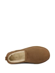 Totes Brown Mens Isotoner Real Suede Full Back Slippers - Image 3 of 5