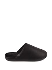 Totes Black Mens Isotoner Square Patterned Smart Mule Slippers - Image 2 of 5