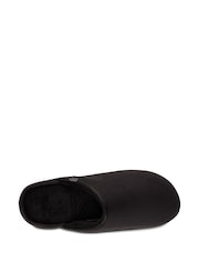 Totes Black Mens Isotoner Square Patterned Smart Mule Slippers - Image 3 of 5