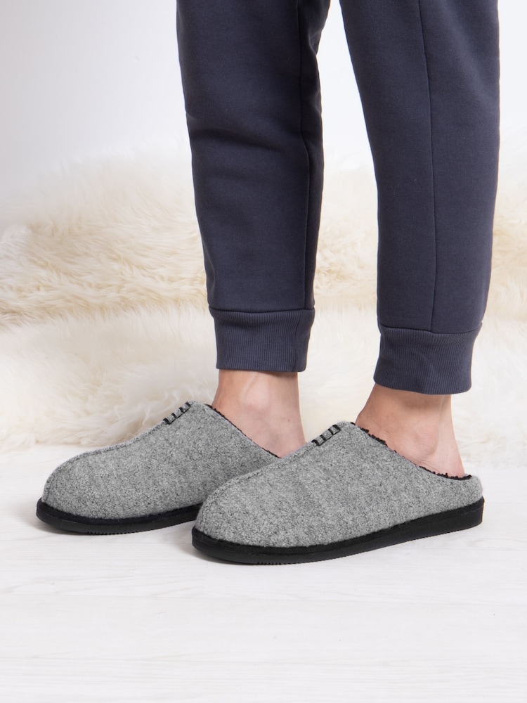 Totes Grey Mens Felted Icon Mule Slippers - Image 1 of 5