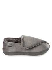 Totes Grey Ladies Isotoner Sparkle Velour Slippers with Touch Fasten Tab - Image 2 of 5