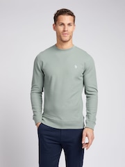 U.S. Polo Assn. Mens Green Texture Crew Neck Sweatshirt - Image 1 of 4