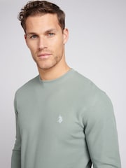 U.S. Polo Assn. Mens Green Texture Crew Neck Sweatshirt - Image 2 of 4