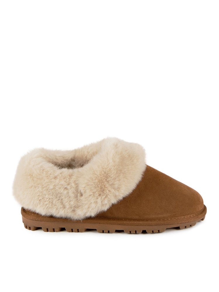 Braun - Totes Damen Isotoner Stiefelslipper aus echtem Veloursleder - Bild 1 von 5 Braun - Totes Damen Isotoner Stiefelslipper aus echtem Veloursleder - Bild 1 von 5