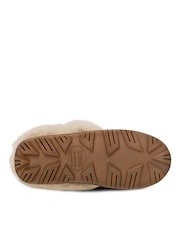 Totes Brown Ladies Isotoner Real Suede Bootie Slippers - Image 3 of 5