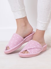Розовый - Женские тапочки с открытым носком Totes Isotoner Popcorn - Изображение 1 из 5