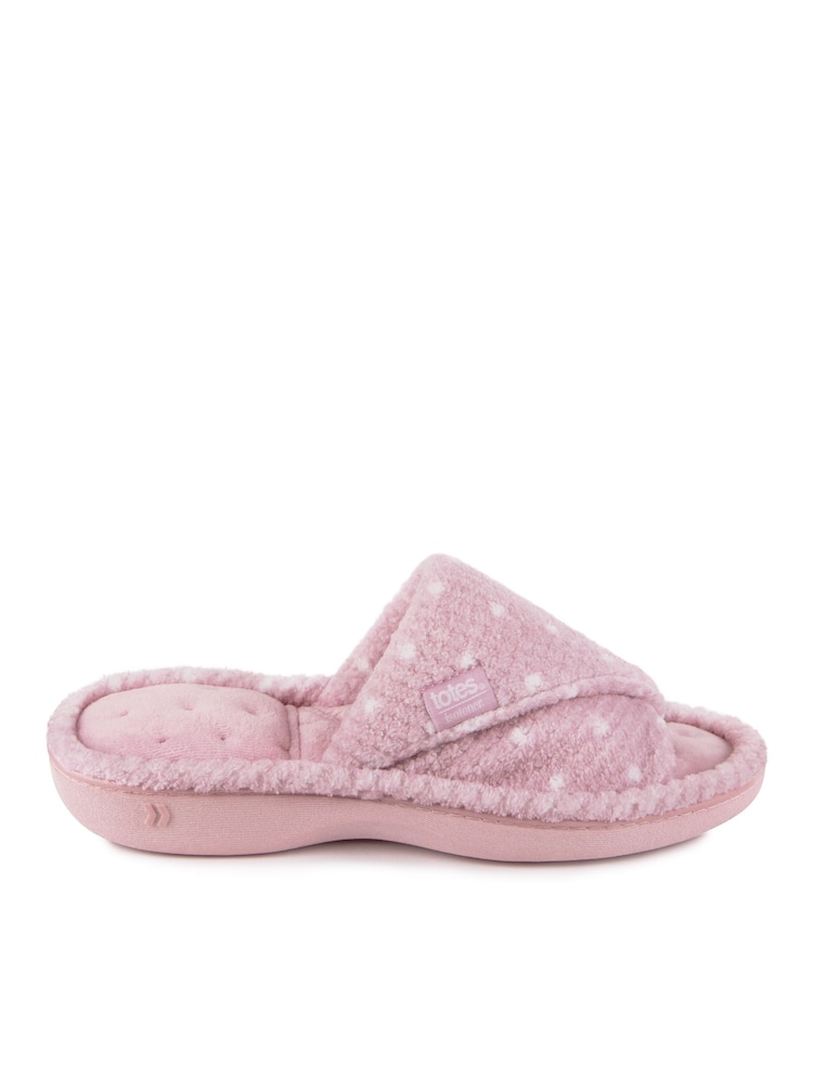Rosa - Pantuflas cruzadas de mujer con puntera abierta y diseño mullido Isotoner de Totes - Imagen 2 de 5 Rosa - Pantuflas cruzadas de mujer con puntera abierta y diseño mullido Isotoner de Totes - Imagen 2 de 5