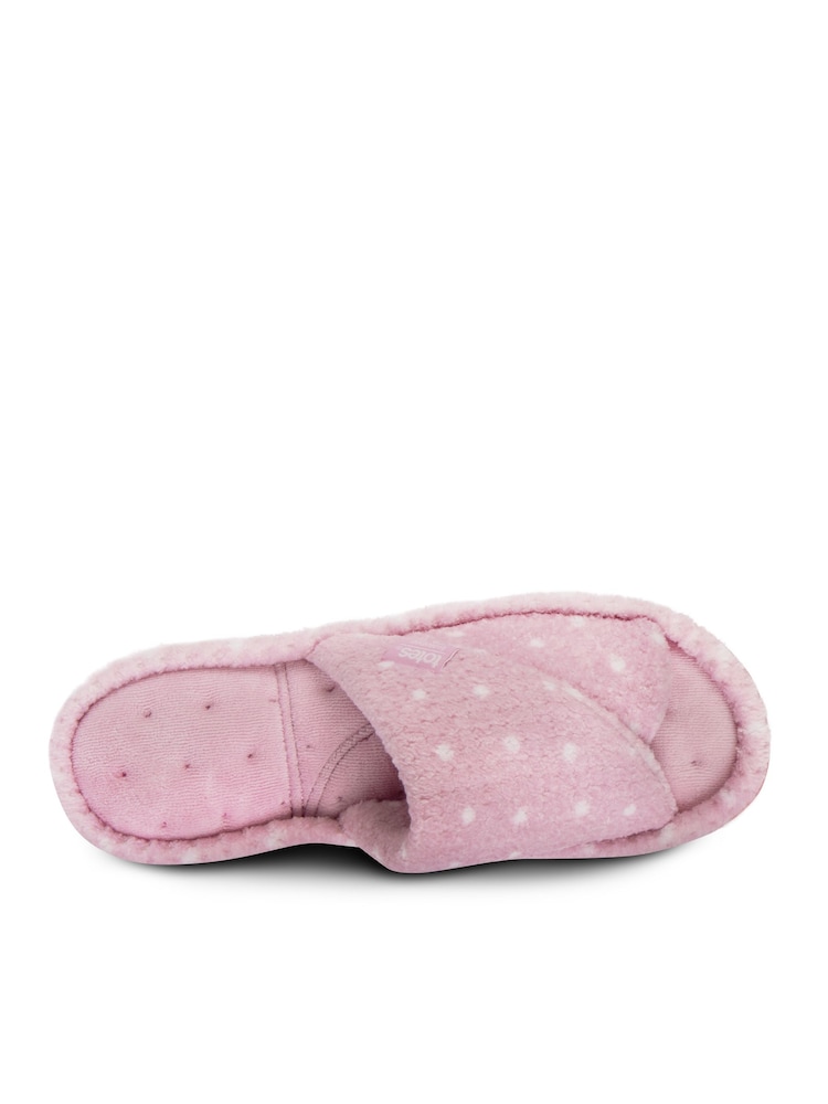 Totes Pink Ladies Isotoner Popcorn Turnover Open Toe Slippers - Image 3 of 5