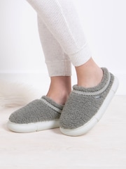 Totes Grey Ladies Icon Winter Borg Mule Slippers with Platform Sole - Image 1 of 5