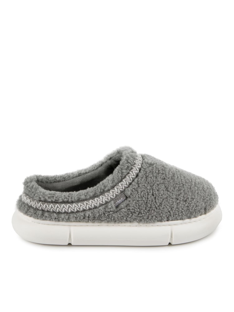 Totes Grey Ladies Icon Winter Borg Mule Slippers with Platform Sole - Image 2 of 5