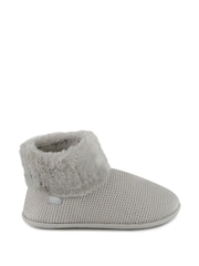 Totes Grey Ladies Isotoner Knit Boot Slippers - Image 2 of 5