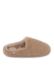 Totes Natural Ladies Isotoner Curly Faux Fur Winter Mule Slippers - Image 2 of 5