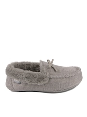 Totes Grey Ladies Isotoner Winter Herringbone Moccasin Slippers - Image 1 of 4