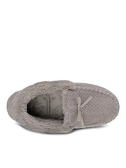 Totes Grey Ladies Isotoner Winter Herringbone Moccasin Slippers - Image 2 of 4
