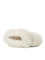 Totes Cream Ladies Icon Winter Curly Faux Fur Mule Slippers with Chunky Sole - Image 3 of 5