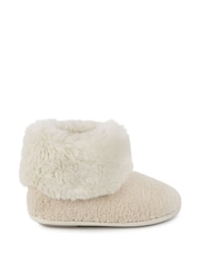 Totes Cream Ladies Isotoner Borg Boot Slippers - Image 2 of 5