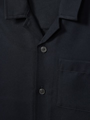 Reiss Navy Japane 13-14 yrs Twill Cuban Collar Shirt - Image 4 of 4