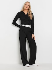 Long Tall Sally Black Contrast Waist Trousers - Image 1 of 5