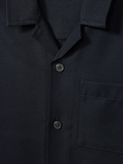 Reiss Navy Japane 3-9 yrs Twill Cuban Collar Shirt - Image 4 of 4