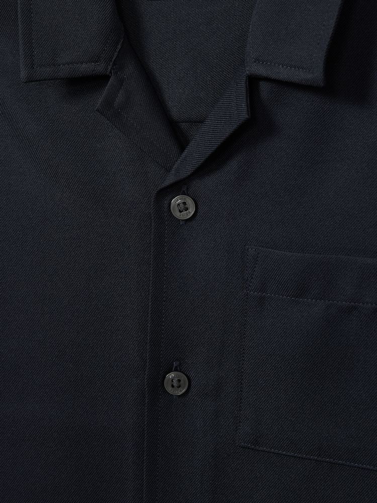 Reiss Navy Japane 3-9 yrs Twill Cuban Collar Shirt - Image 4 of 4 Reiss Navy Japane 3-9 yrs Twill Cuban Collar Shirt - Image 4 of 4