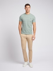 U.S. Polo Assn. Mens Green Texture Stripe 100% Cotton T-Shirt - Image 3 of 4